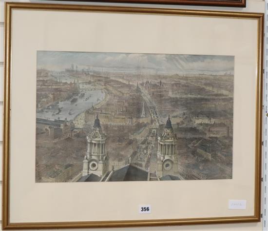 After Thomas Sulman, an illustrated London News coloured engraving, Panorama of Queen Victorias Jubilee procession 33 x 53cm